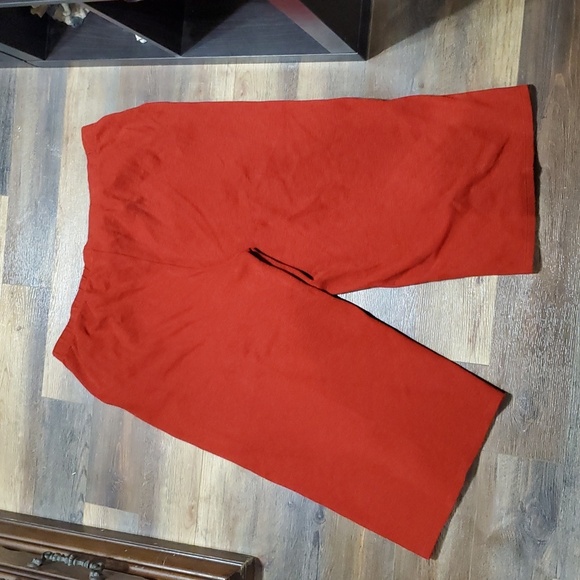 Eileen fisher organic cotton knit rust red orange pocket crop wide leg pants - Picture 8 of 8